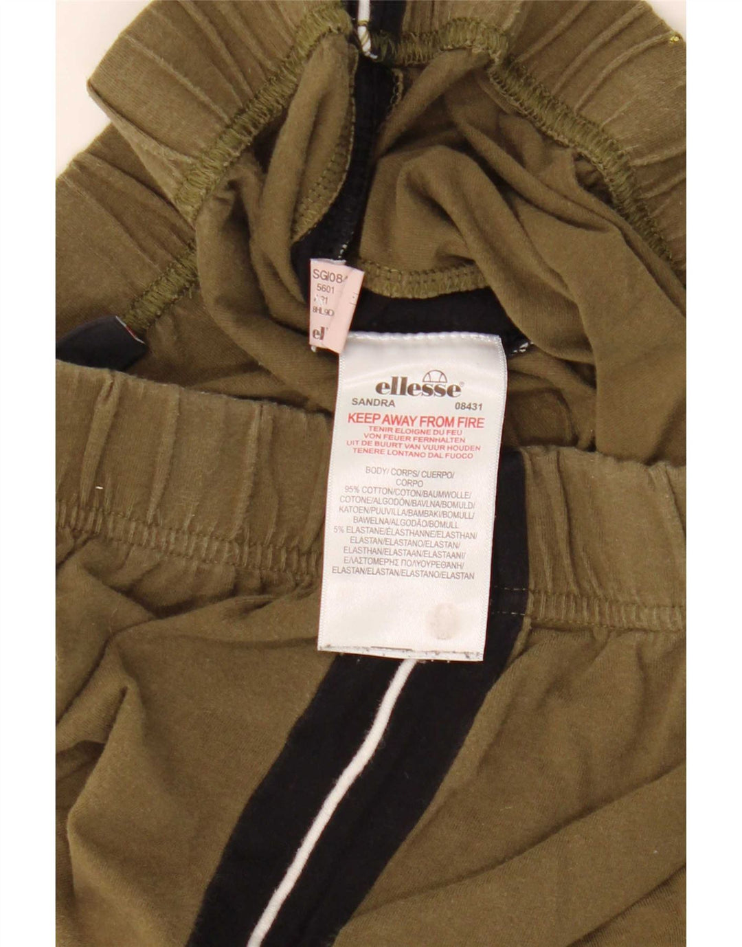 Ellesse Leggings Femme UK 12 Coton Colorblock Kaki Moyen