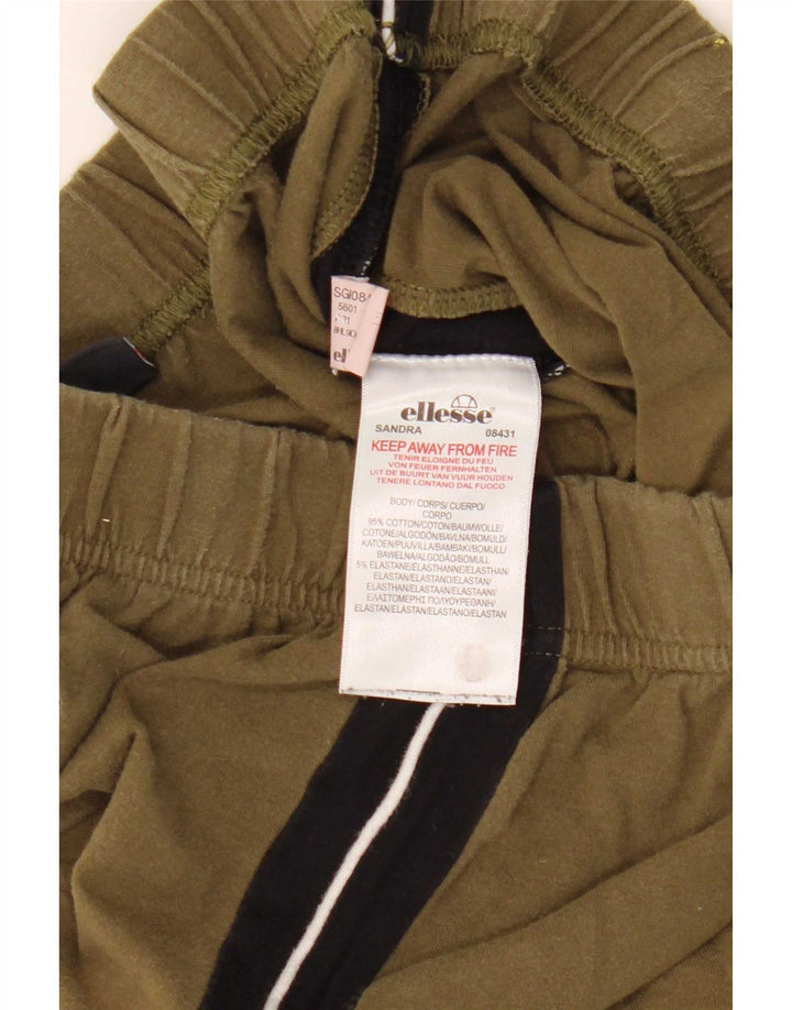Ellesse Leggings Femme UK 12 Coton Colorblock Kaki Moyen