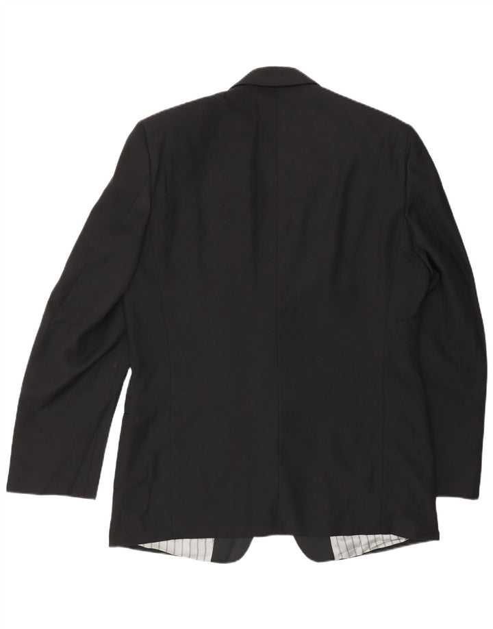 vintage Homme 1 Bouton Blazer Veste IT 48 Laine Noire Moyenne