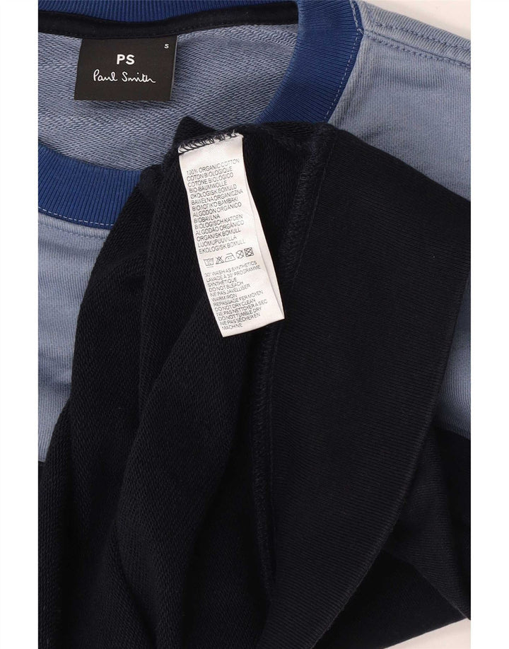 Paul Smith Sweat-shirt coupe classique pour homme en coton bleu color block Small