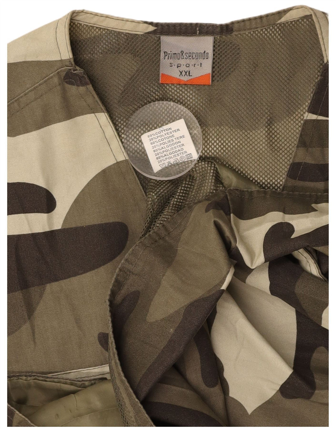 VINTAGE Gilet utilitaire pour hommes UK 44 2XL Kaki Camouflage Coton