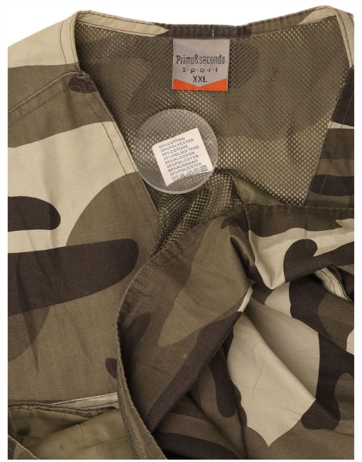 VINTAGE Gilet utilitaire pour hommes UK 44 2XL Kaki Camouflage Coton