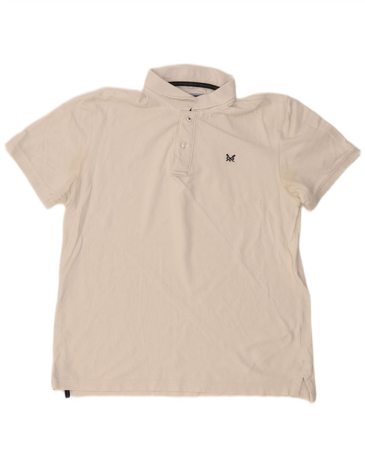 CREW CLOTHING Polo Homme XL Blanc Coton