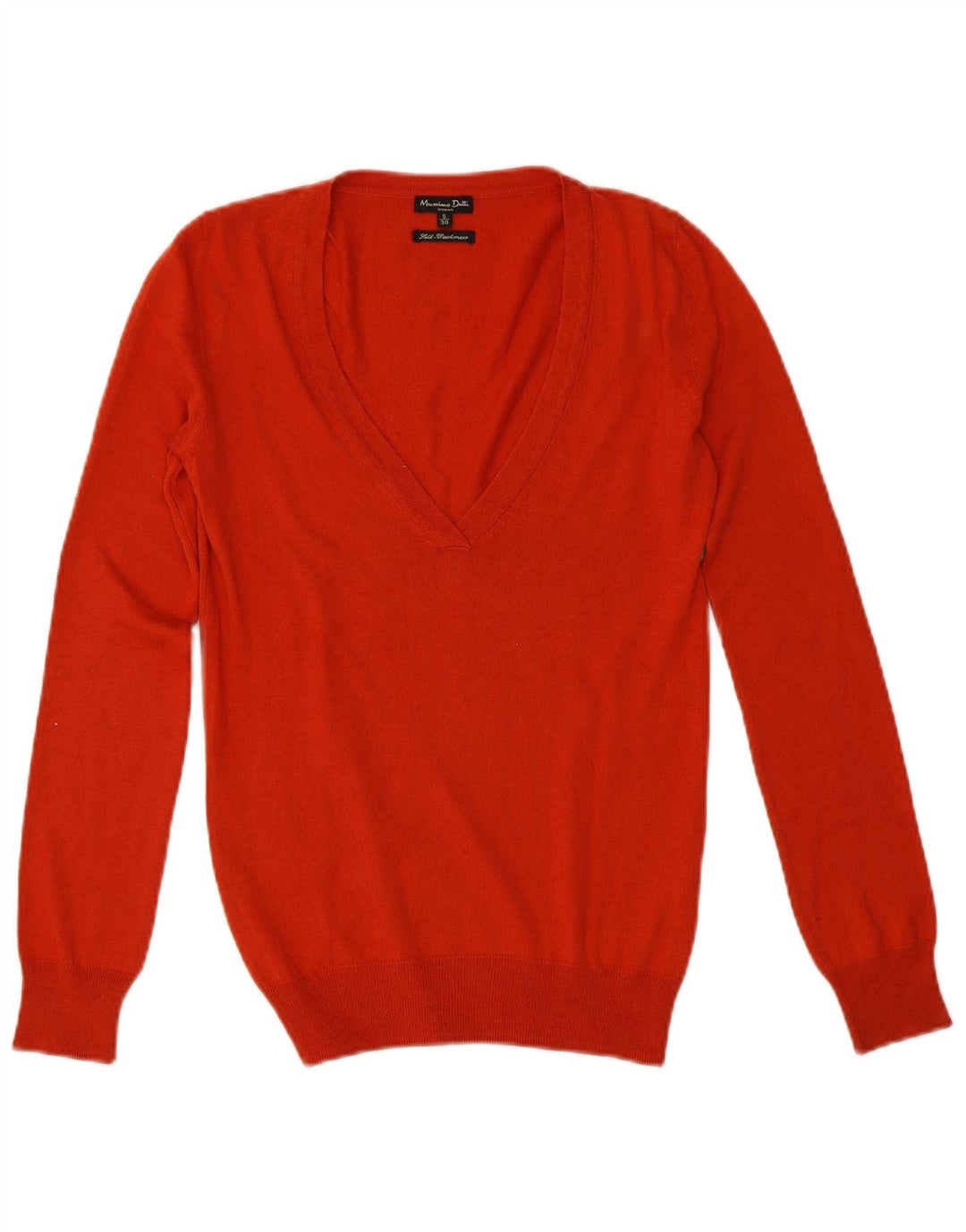 Massimo Dutti Pull col V pour femme UK 10 Petite soie orange