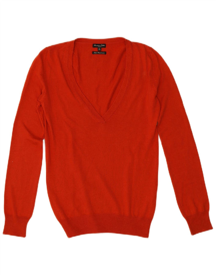 Massimo Dutti Pull col V pour femme UK 10 Petite soie orange