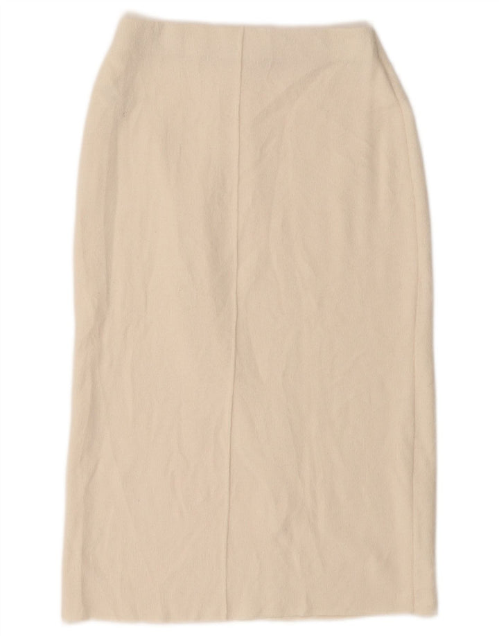 ZARA Femme Jupe Droite Midi Petit W26 Polyester Blanc Cassé