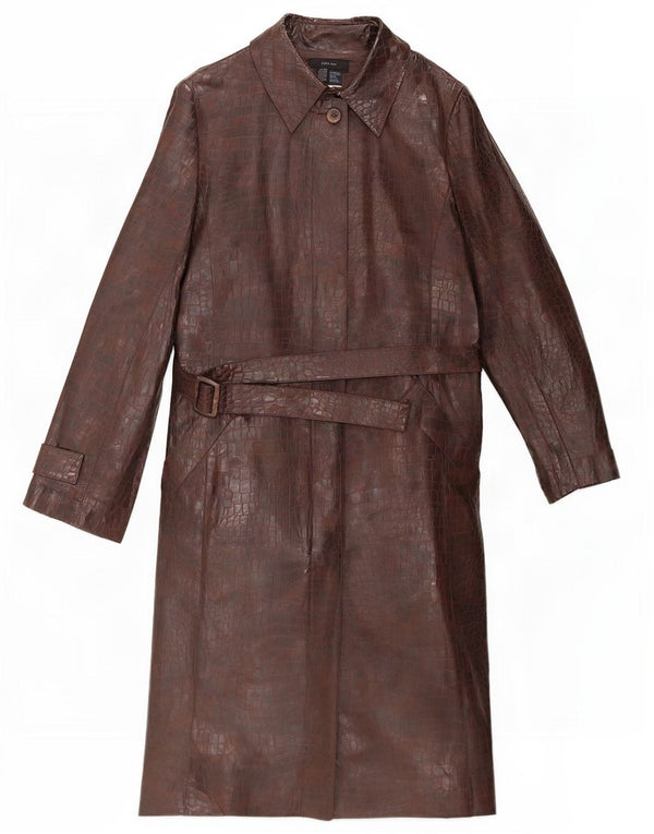 Zara Manteau en similicuir pour femme UK 12 Polyester imprimé animal marron moyen