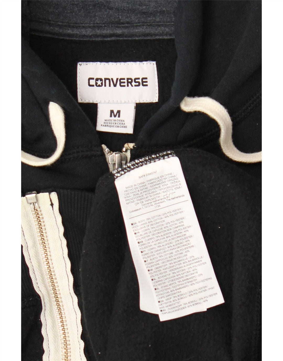 Converse Sweat à capuche zippé pour homme en coton bleu marine moyen