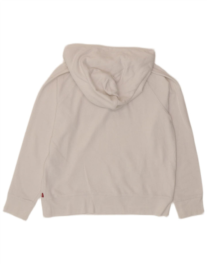 LEVI'S Pull à capuche graphique pour femme UK 14 en coton blanc moyen