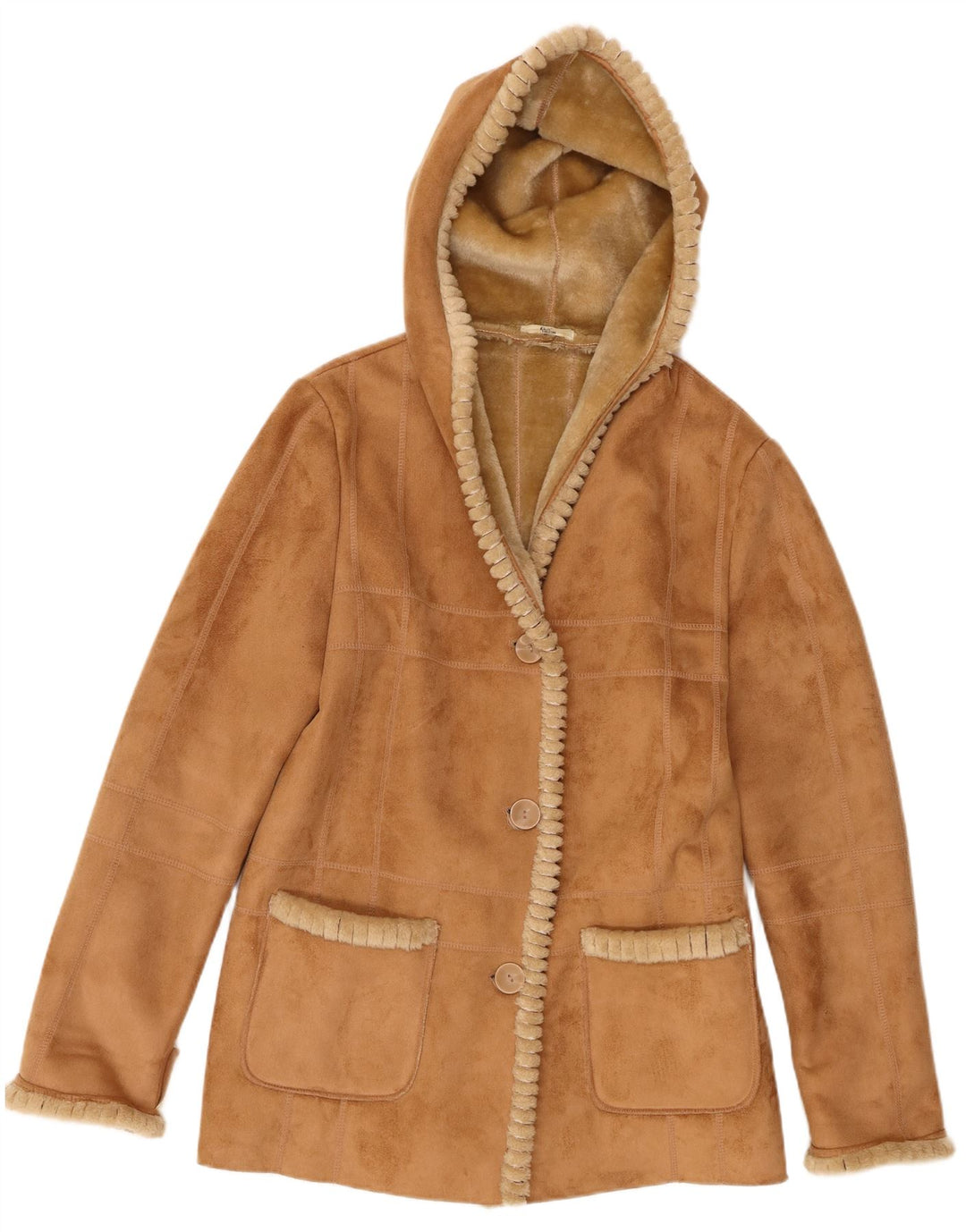 Klass Veste Sherpa à capuche pour femme UK 12 Polyester beige moyen
