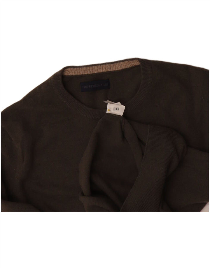 TRUSSARDI Pull ras du cou pour homme en laine gris moyen