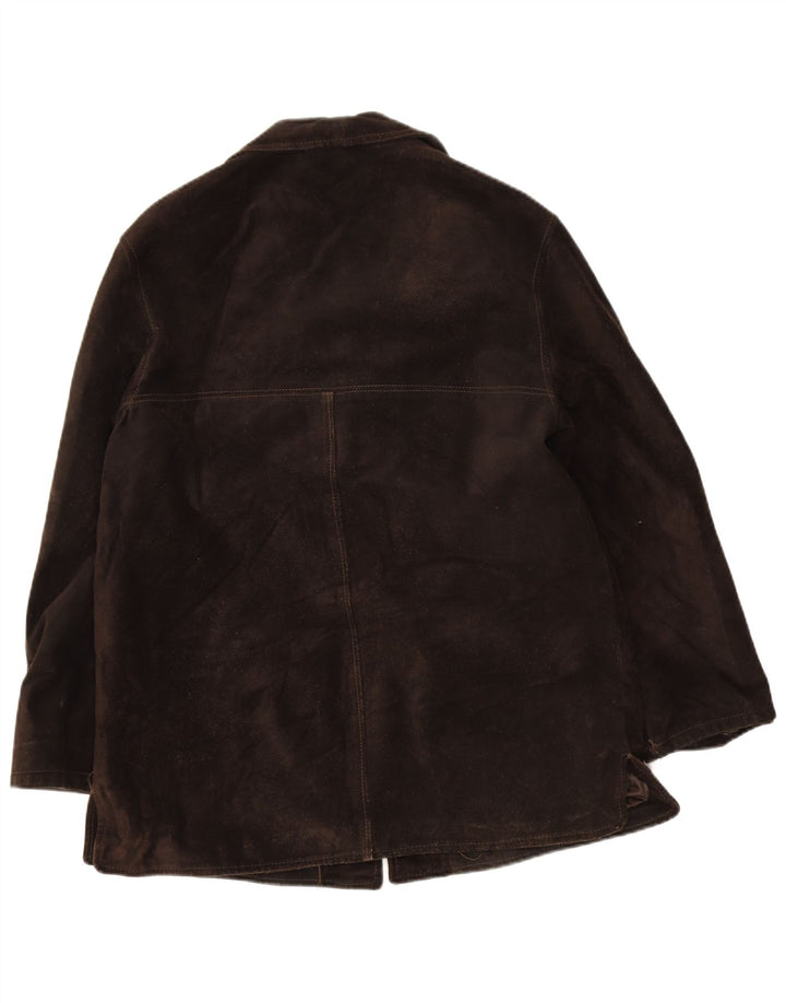 veste en daim femme vintage UK 16 Grand cuir brun