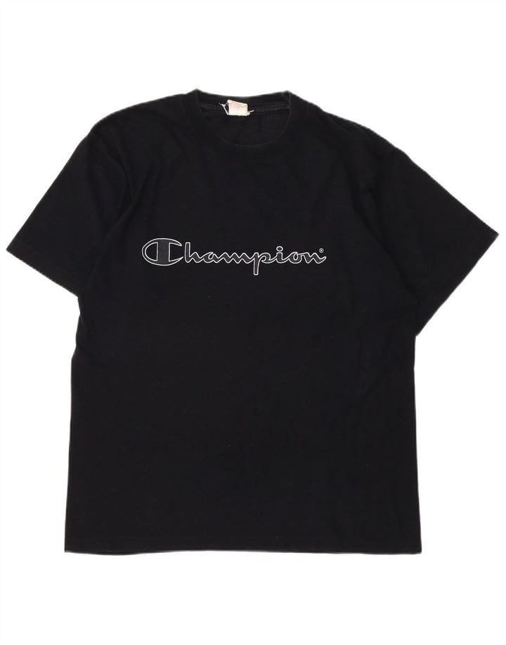 CHAMPION T-Shirt Graphique Homme Noir Moyen Coton