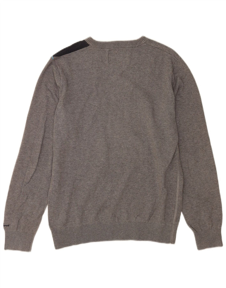 Jack & Jones Pull Col V Homme Gris Moyen Colorblock Coton