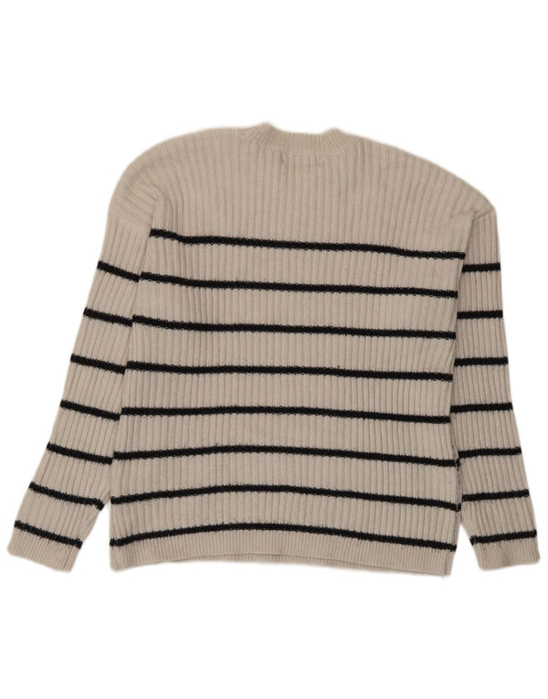 Marks & Spencer Pull ras du cou pour femme UK 14 Beige moyen rayé