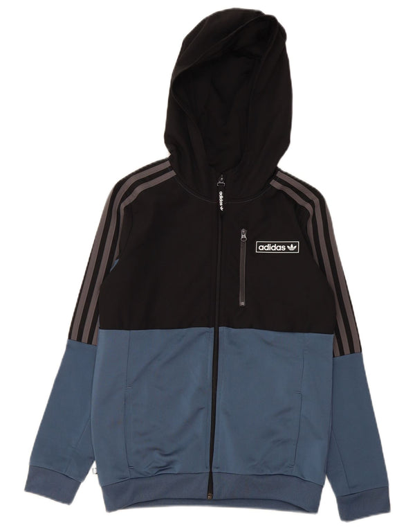 Adidas Pull à capuche zippé pour garçon 11-12 ans Noir Colorblock Polyester