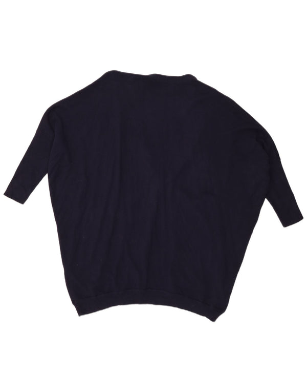 Zara Cardigan surdimensionné à manches 3/4 pour femme UK 14 Bleu marine moyen