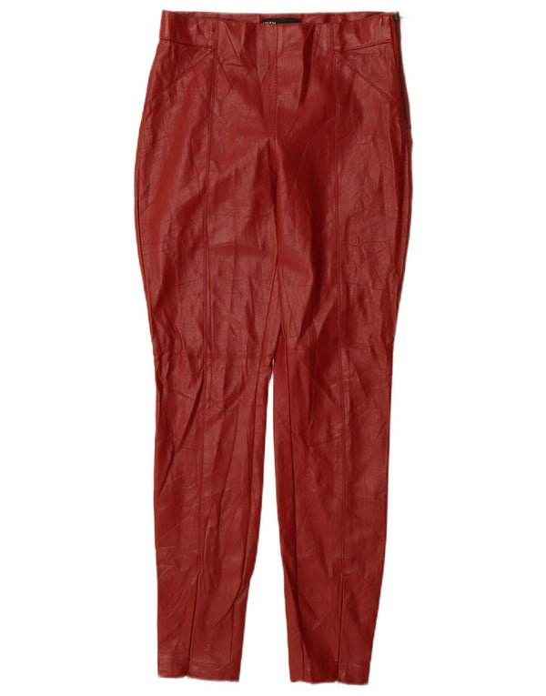 Zara Pantalon skinny en simili cuir pour femme Petit W26 L28 Rouge Polyuréthane