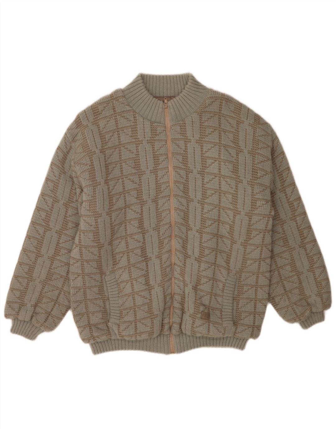 Frank Pepperone Veste bomber en tricot pour homme UK 42 XL Vert géométrique