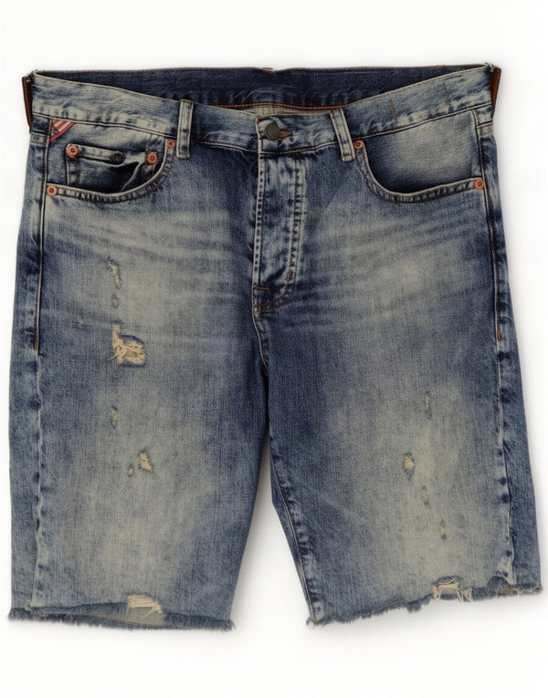 Ralph Lauren Short en jean vieilli pour homme Large W34 Bleu Coton