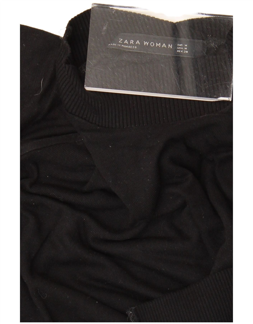 Zara Pull à manches courtes et col roulé pour femme UK 14 Noir moyen