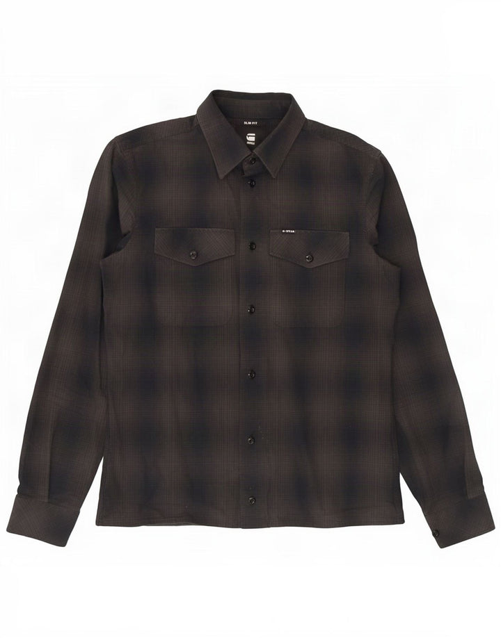 G-Star Chemise Slim Fit Petit Carreau Gris Coton