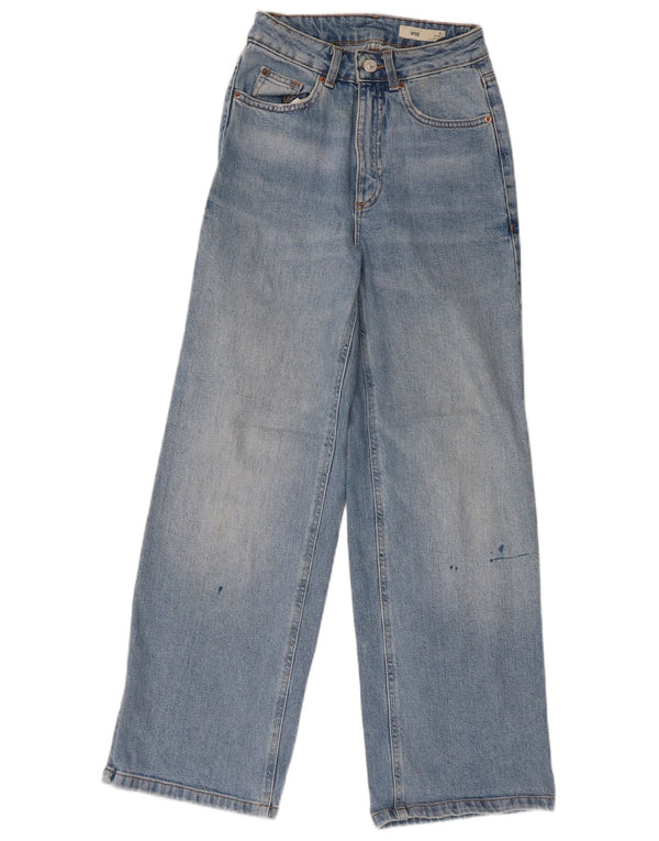 Marks & Spencer Jean taille haute à jambe large pour femme UK 6 XS W24 L27 Bleu coton