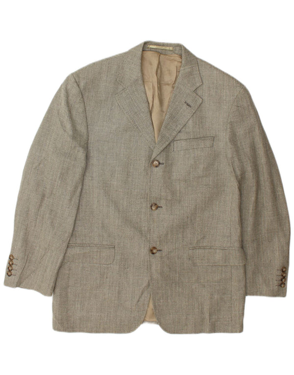 Marks & Spencer Veste Blazer Homme UK 38 Laine à Chevrons Beige Moyen