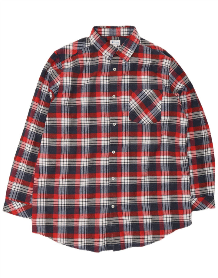 REWARD Chemise en flanelle pour homme UK 39/40 Coton à carreaux rouge moyen