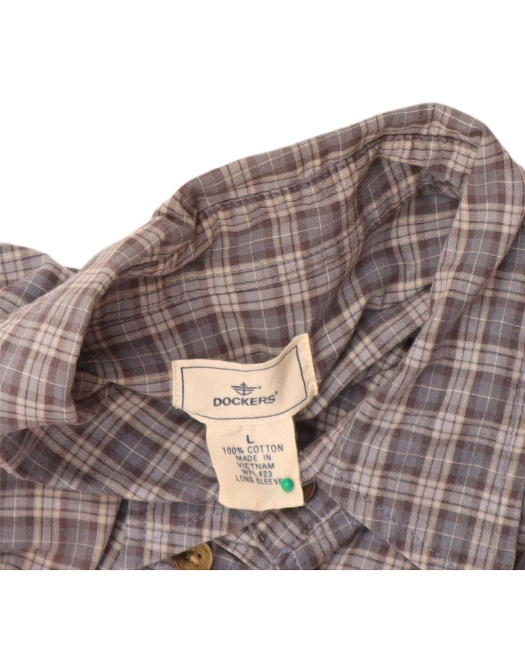 Dockers Chemise Homme Grand Carreau Gris Coton