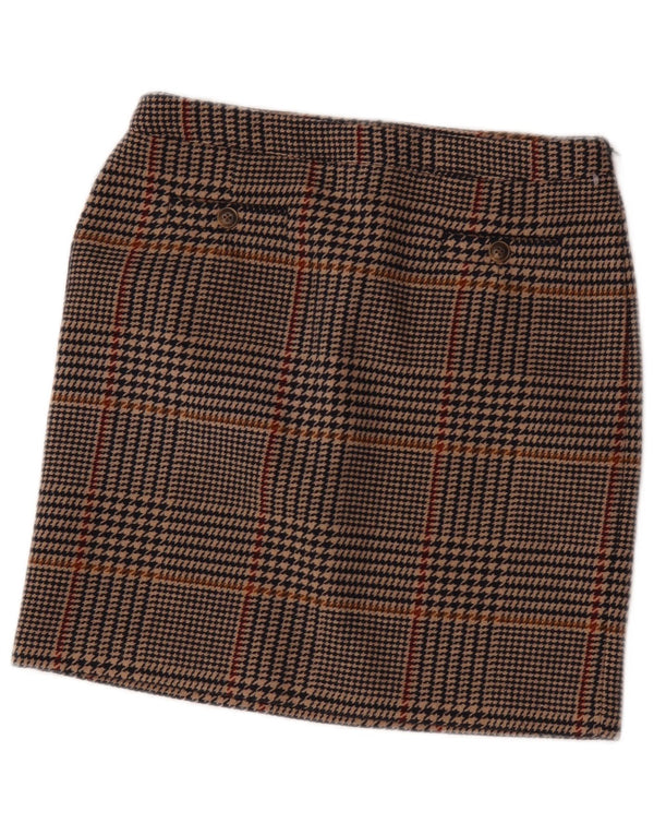 Mini jupe vintage pour femme UK 12 Medium W30 Marron Plaid Polyester