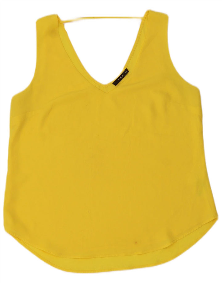 Oasis Chemisier sans manches pour femme UK 46 Large Jaune Polyester