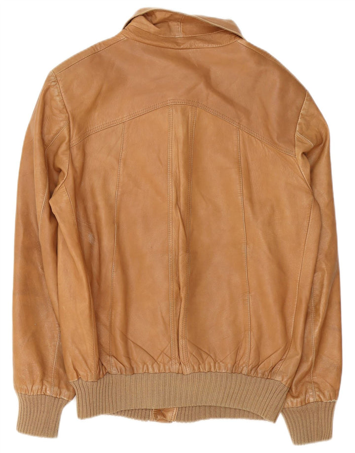 veste en cuir homme vintage IT 54 2XL Marron