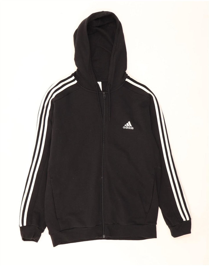 ADIDAS Pull à capuche zippé pour homme en coton noir moyen
