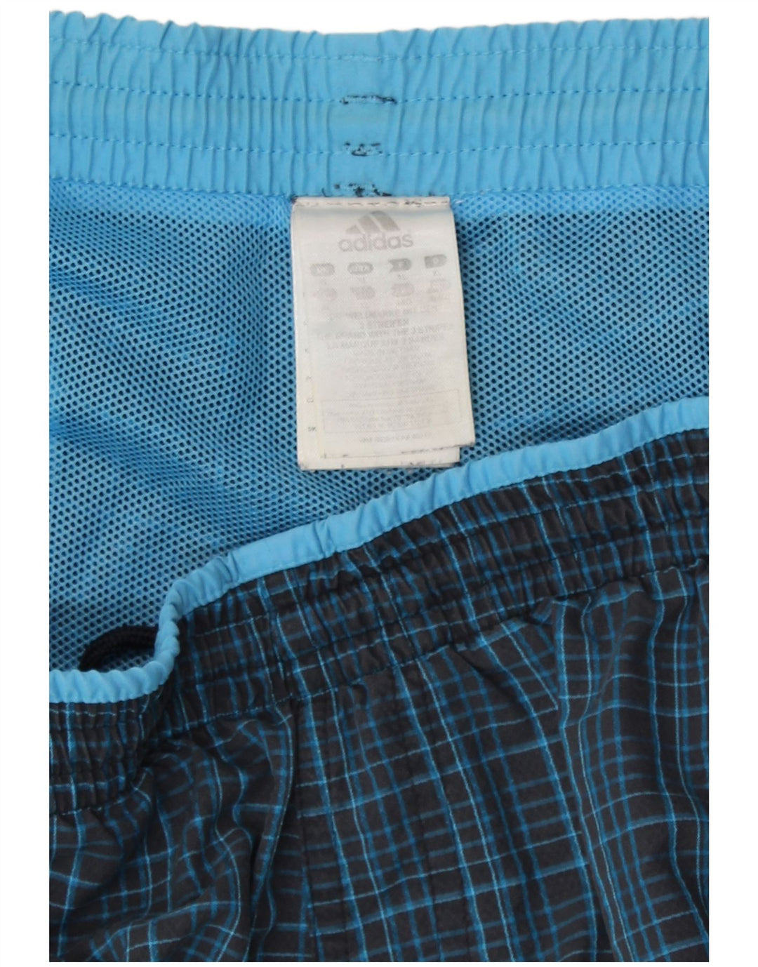 Adidas Short de bain XL bleu marine à carreaux en polyamide pour homme
