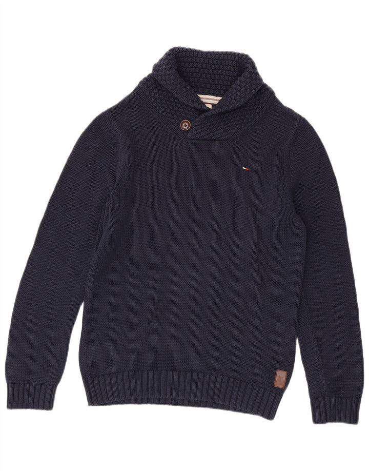 Tommy Hilfiger Pull Col Châle Homme Bleu Marine Moyen