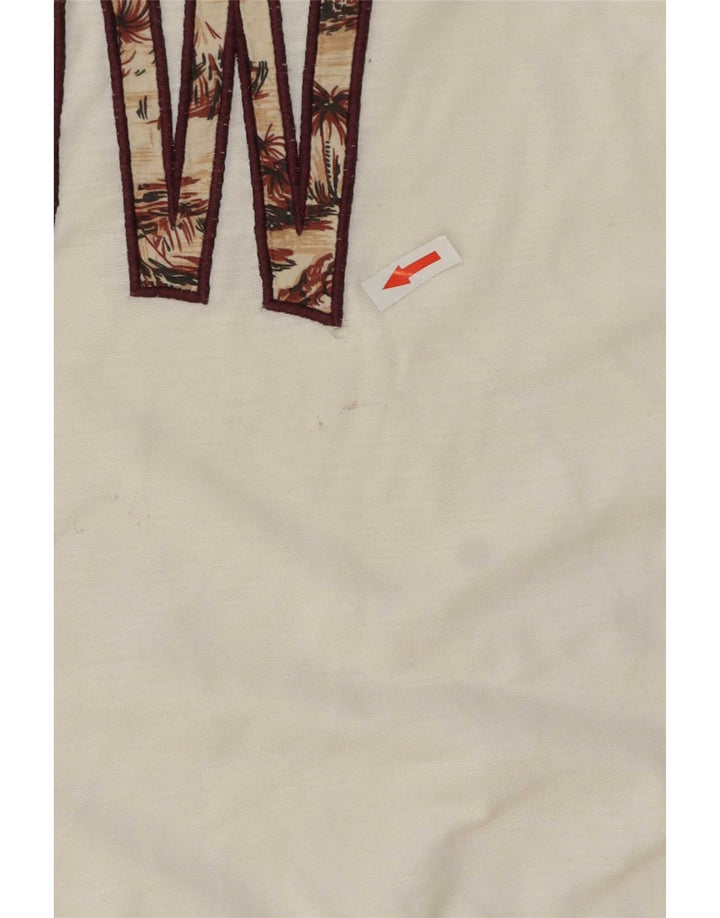 Benetton T-Shirt Graphique Top Blanc Moyen Coton Homme