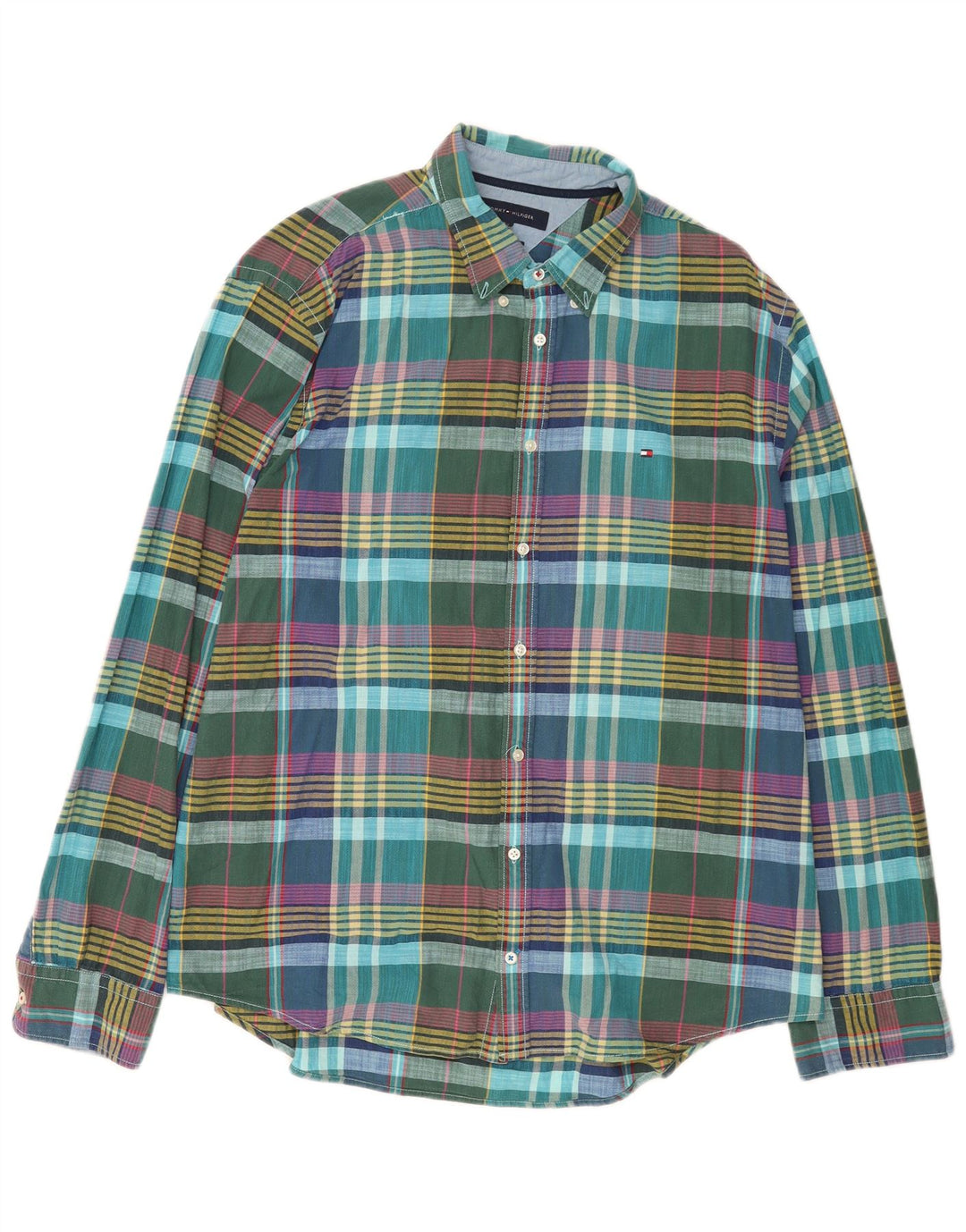 Tommy Hilfiger Chemise Homme XL Turquoise Check Coton