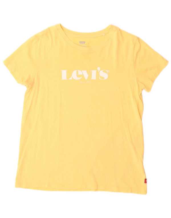 Levi's T-Shirt Graphique Femme UK 12 Jaune Moyen