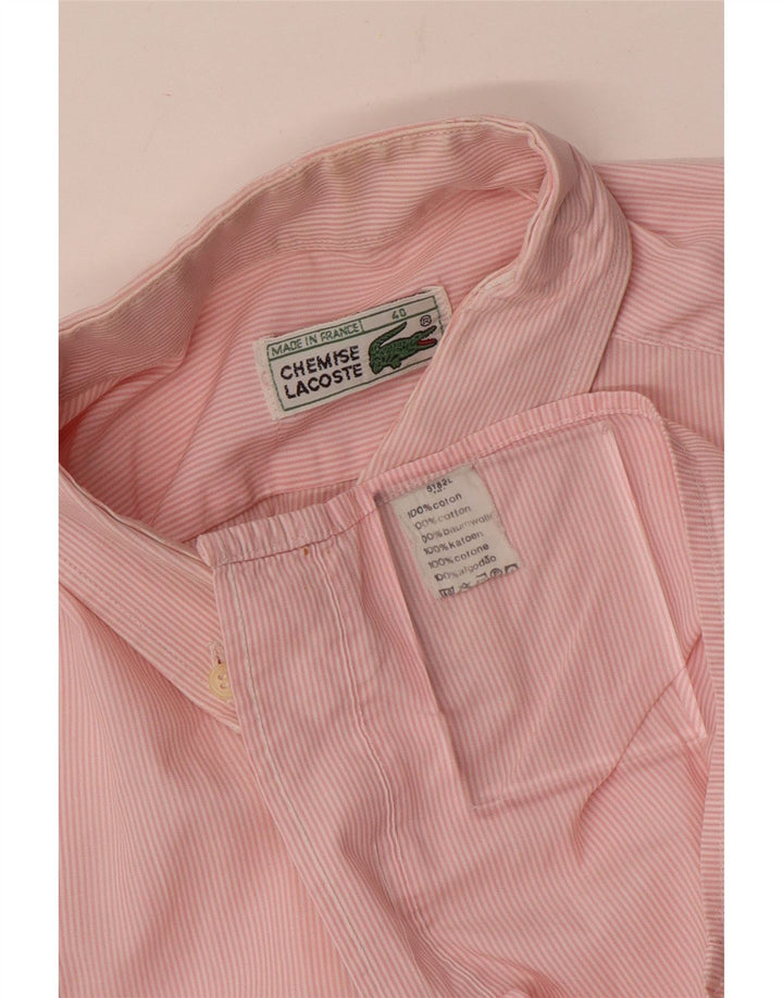 Lacoste Chemise homme Taille 40 Coton à fines rayures rose moyen