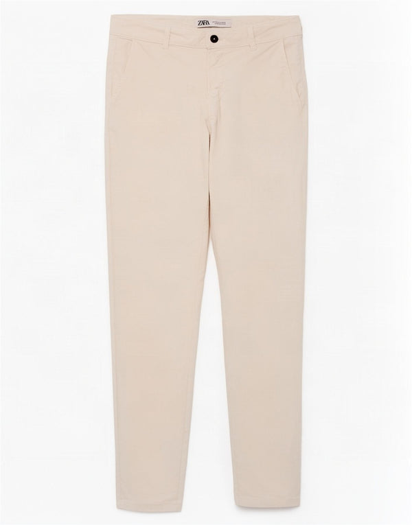 Zara Pantalon Chino Skinny Homme EU 42 Large W32 L29 Blanc Cassé