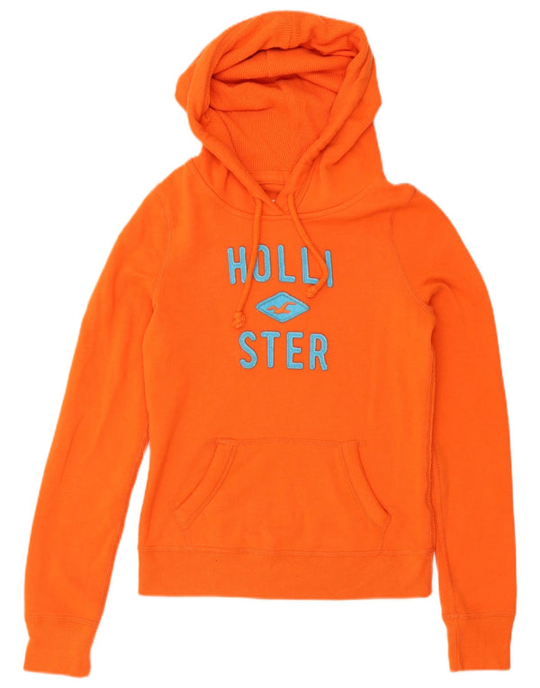 Hollister Pull à capuche graphique pour femme UK 6 XS Orange Coton