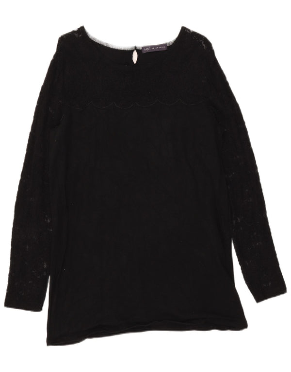 Marks & Spencer Pull à col rond pour femme UK 12 Noir moyen