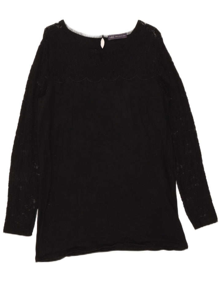 Marks & Spencer Pull à col rond pour femme UK 12 Noir moyen