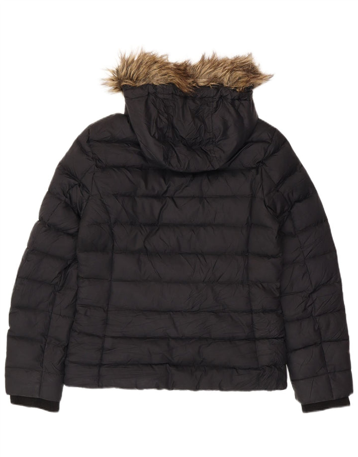 TOMMY HILFIGER Veste matelassée à capuche pour femme UK 16 Large Noir Polyester