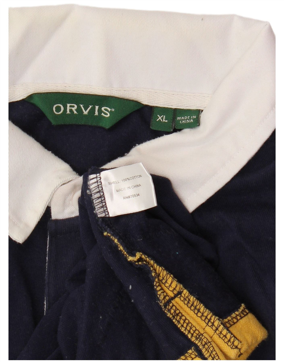 ORVIS Polo de rugby à manches longues pour homme XL en coton color block bleu marine
