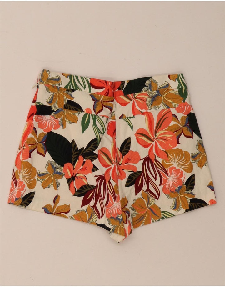 ZARA Femme Short Chino Taille Haute Petit W26 Multicolore Floral