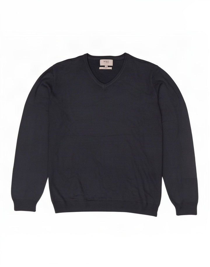 Marks & Spencer Pull col V pour homme XL Bleu marine Acrylique