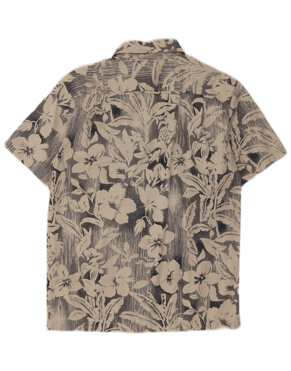 Benetton Chemise à Manches Courtes Homme Petit Coton Floral Beige