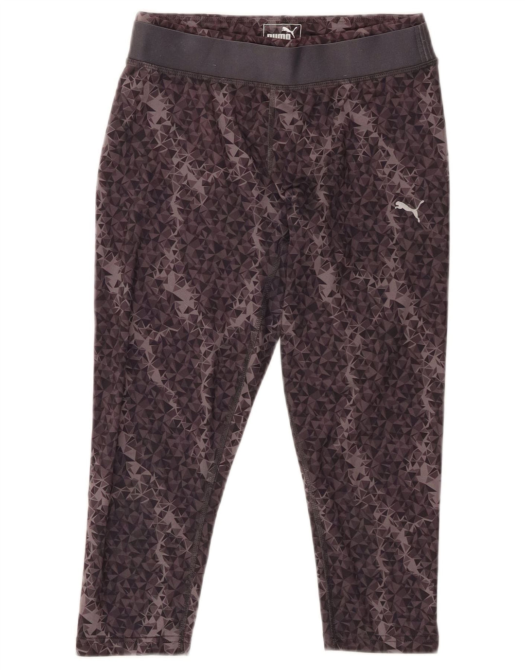 PUMA Legging Capri Femme UK 10 Petit Gris Géométrique Polyester